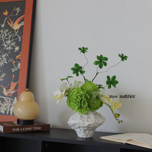 竹间鹤唳·仿真花假花餐桌花电视柜高档轻奢家居摆件桌面摆设