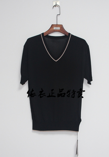 衣依阿玛施Amass专柜正品 5399187冰丝短袖 V领简约超薄款 针织T恤衫