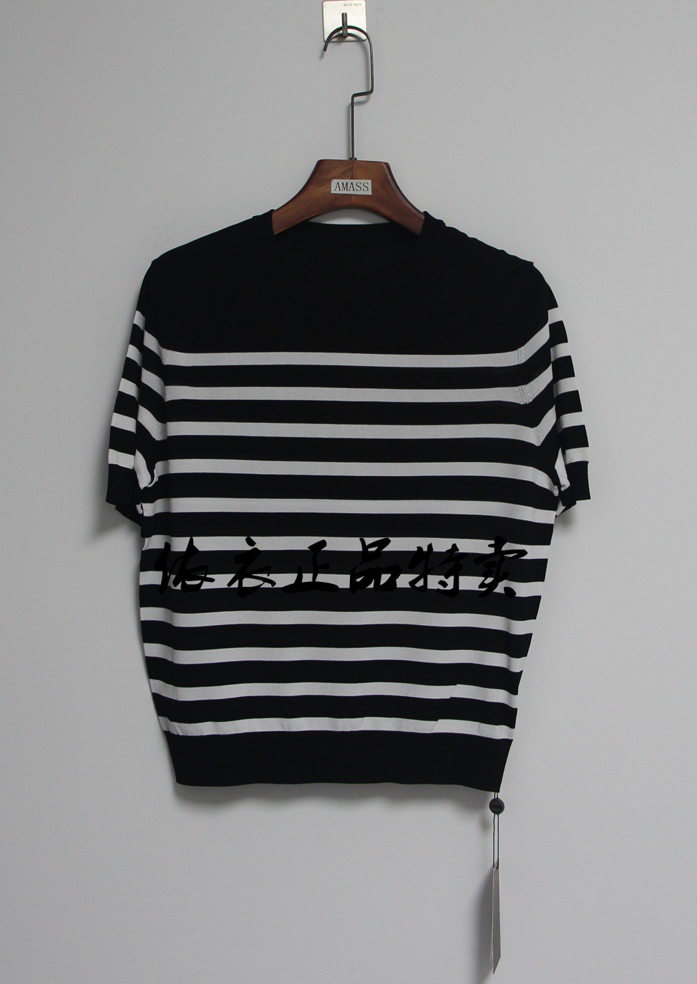 衣依阿玛施amass专柜正品5399611新款简约经典黑白条纹针织薄t恤