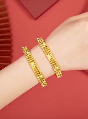 越南沙金手镯首饰元宝珍珠小众设计轻奢风时尚百搭感手镯源头供应