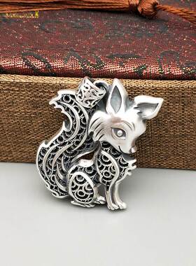 三生三世狐狸吊坠复古时尚镂空百搭潮女招桃花生日礼物