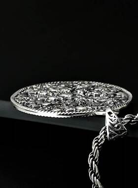 九龙戏珠吊坠龙牌项链坠子男镂空银挂坠好运龙吊坠吊件