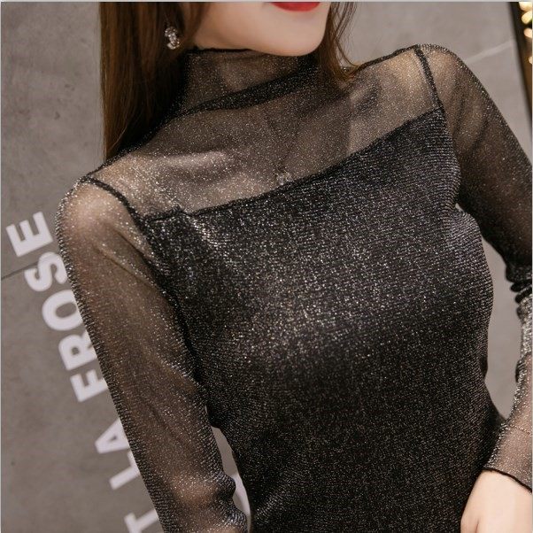 秋冬2018新款女T恤韩版蕾丝衫长袖网纱上衣大码女装半高领打底衫在类目 女装/女士精品, 蕾丝衫/雪纺衫中 - 来自Buy2taobao.com提供专业的淘宝代购服务