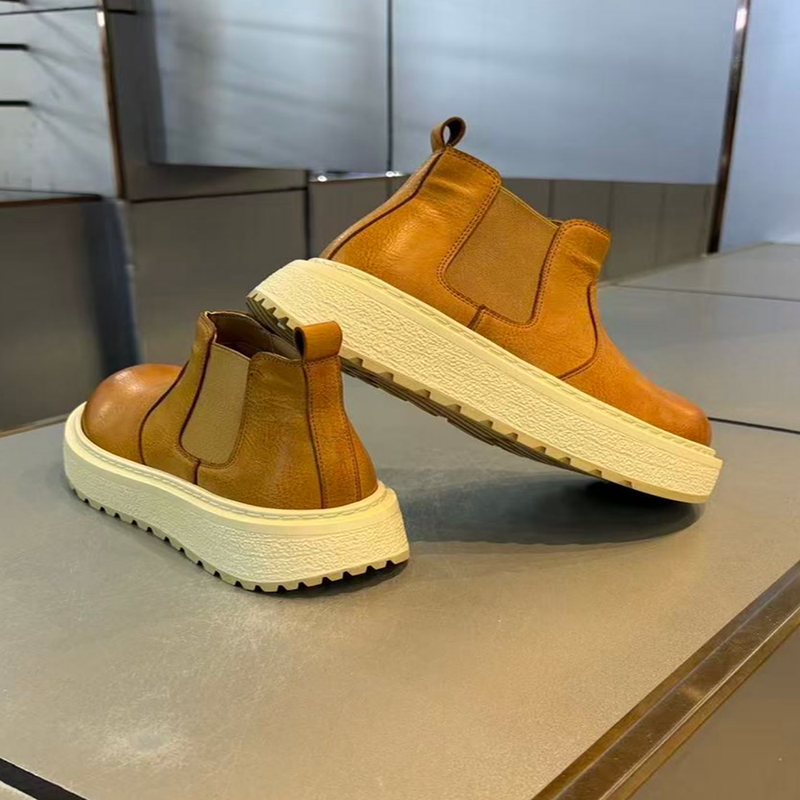 欧洲站复古切尔希烟筒短靴男士2025新款加绒保暖厚底增高快手同款,流行男鞋,时尚休闲鞋,淘宝优惠券,粉丝福利购,淘宝优惠卷