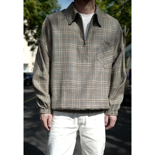 男女 衬衫 CHANSUER 澳洲羊毛真丝混纺Vintage宽松套头千鸟格纹长袖