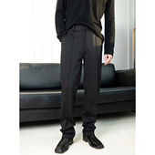 弹力直筒休闲西裤 CHANSOAR 秋冬R0W风重磅澳洲羊毛黑色微修身 男