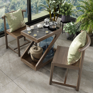 实木茶几桌茶具套装 定制阳台茶桌椅组合新中式 一体家用小户型功夫