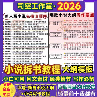 小说拆文写作教程 小白创作大纲模板网文素材库词汇拆解拆书资料