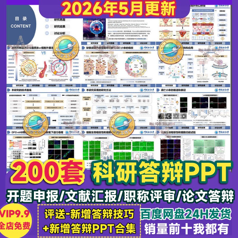 科研学术汇报PPT模板项目论文答辩组会开题报告职称申报文献总结图片