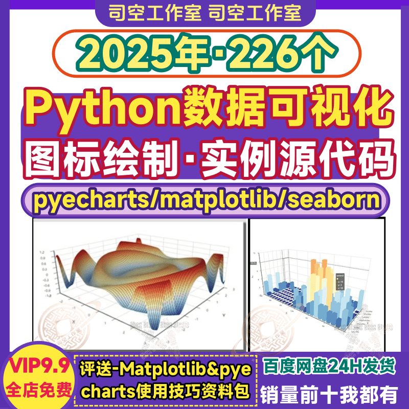 python数据分析可视化源代码pyecharts/matplotlib绘图表实例模型