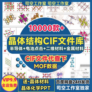 晶体结构CIF文件材料模型精修Diamond绘图DFT理论计算MOF数据新
