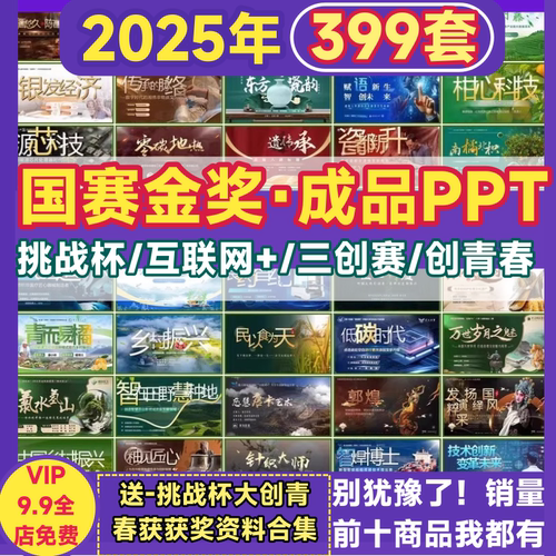 互联网加国赛金奖PPT模板挑战杯大创业创新大赛获奖作品大挑案例