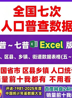 第七次全国人口普查详细数据省市区县级乡镇街道级2020年excel表