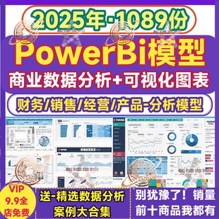 power bi分析模型 实例RFM财务销售购物pbi可视化Dashboard模板