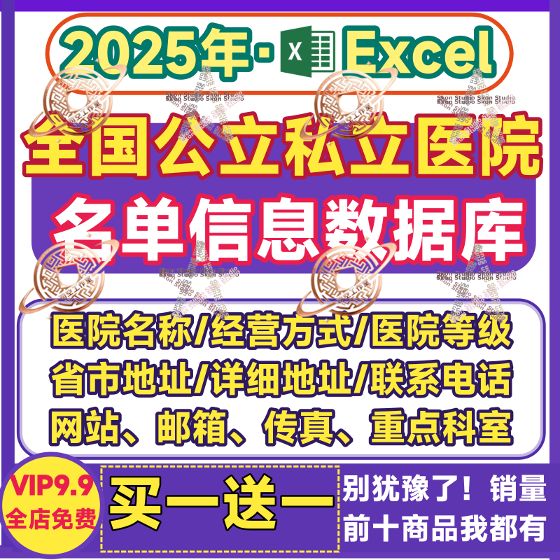 全国医院数据库公立私立名单重点科室联系电话名录表格清单2025年