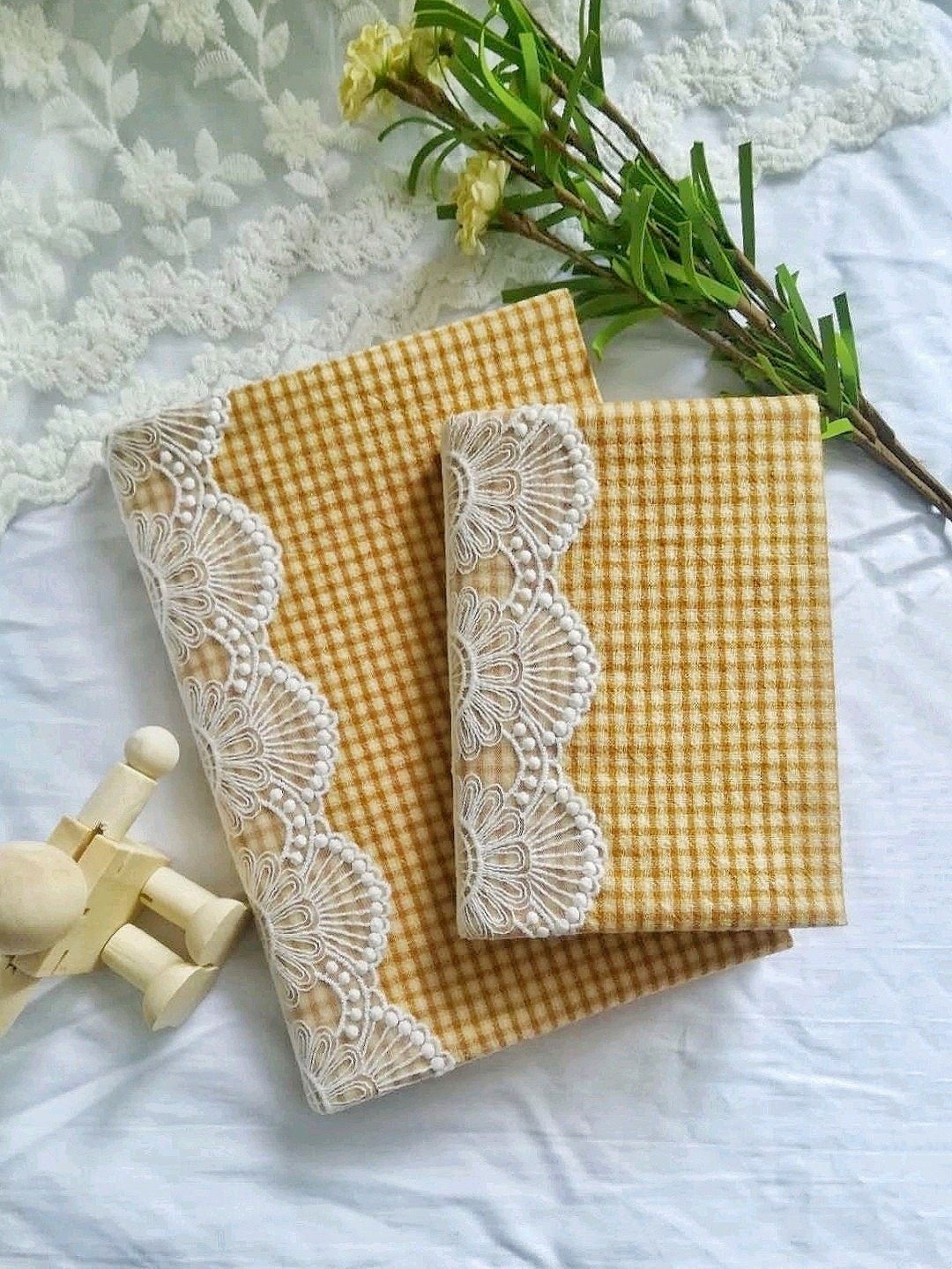 复古蕾丝花边格子手账余白书衣