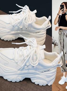 香港Daddy女鞋2025春季新款多功能厚底白色运动休闲增强夏季网眼