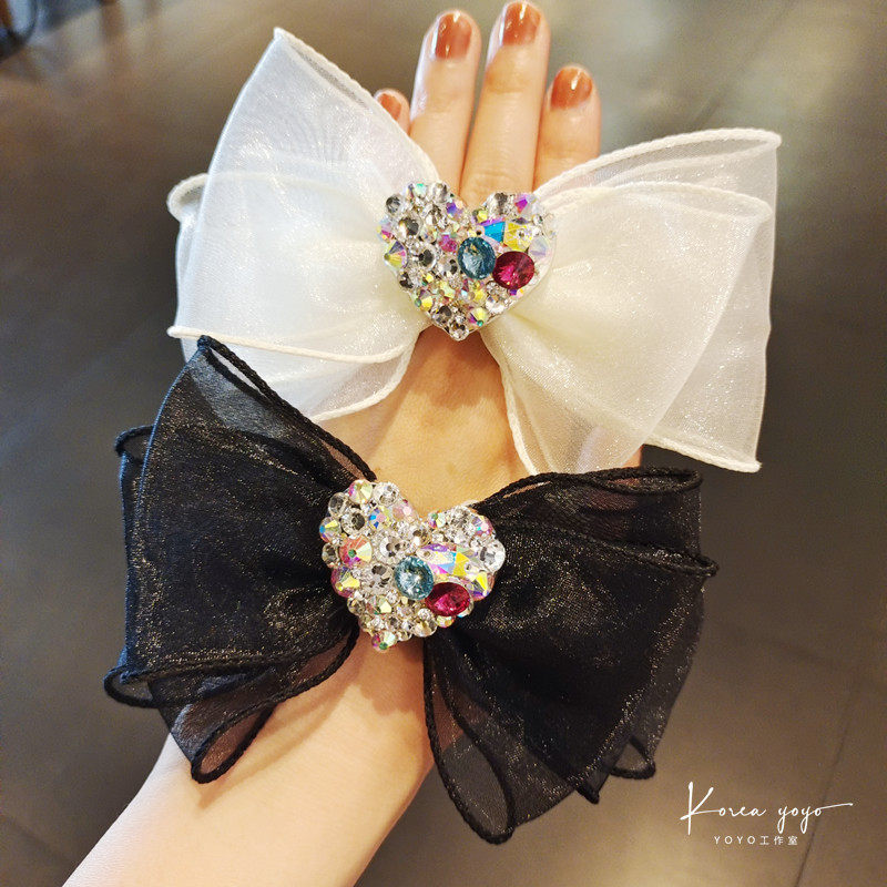 高级感串珠水晶镶钻发绳头绳发圈大蝴蝶结扎头发皮筋发饰手链两用