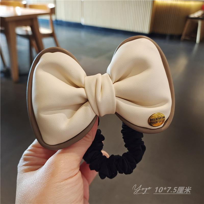 高级感皮质撞色蝴蝶结发圈