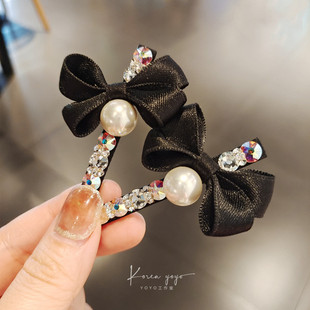 单只发夹蝴蝶结6厘米鸭嘴夹小刘海顶夹发饰头饰卡子碎边夹镶钻款