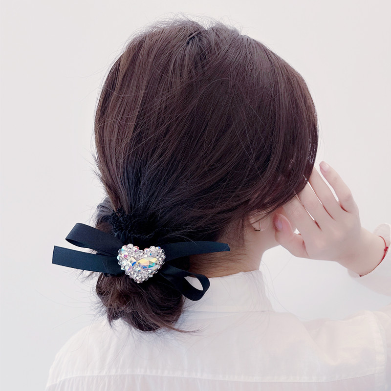 高级感蕾丝水晶发圈水钻镶钻粗发绳头绳珍珠扎头发头饰头花