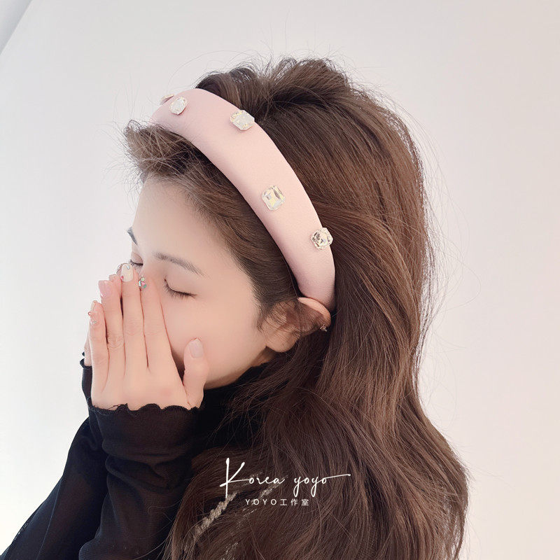 宽发箍充棉水晶舒适发卡