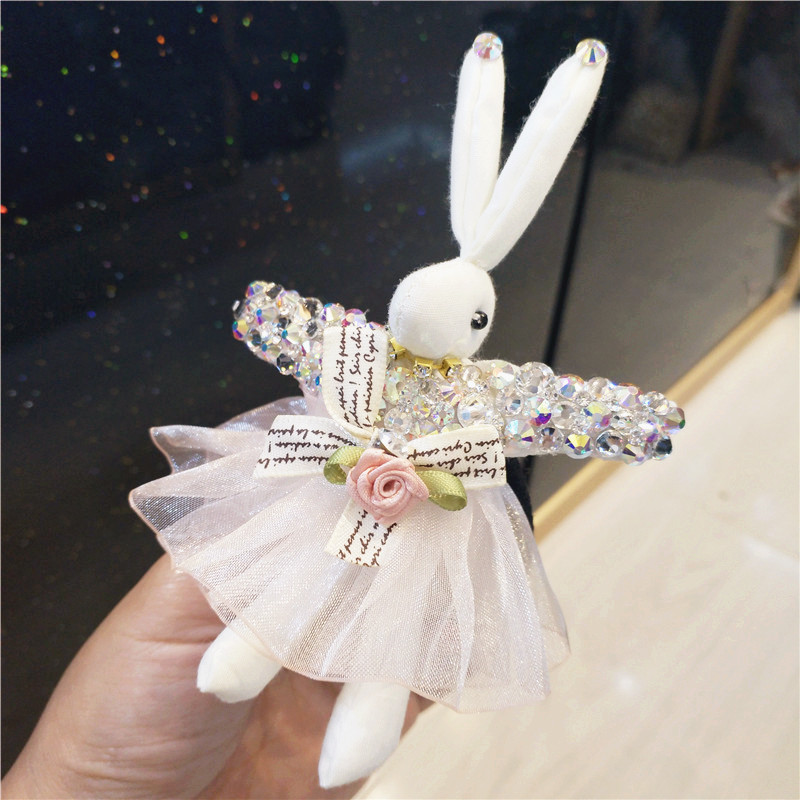 韩国进口爆款公仔兔闪亮镶钻蕾丝