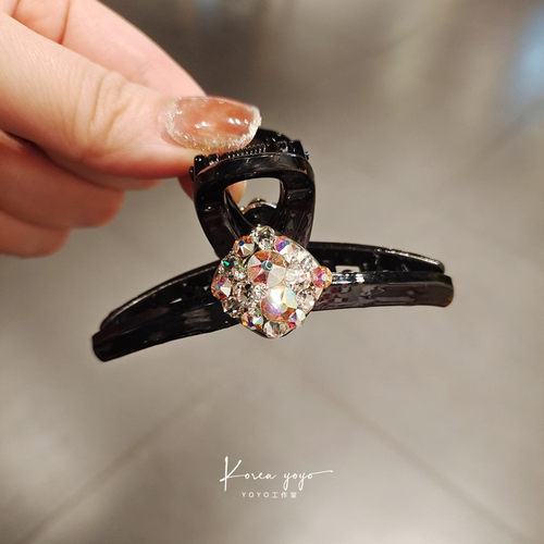 7厘米简约树脂镶钻刘海抓夹