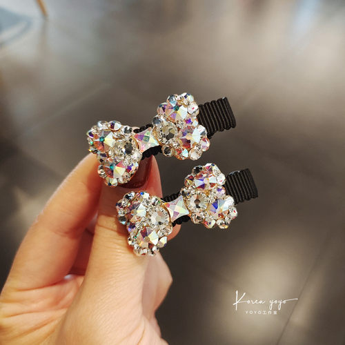 刘海小鸭嘴发夹水晶镶钻精致原创