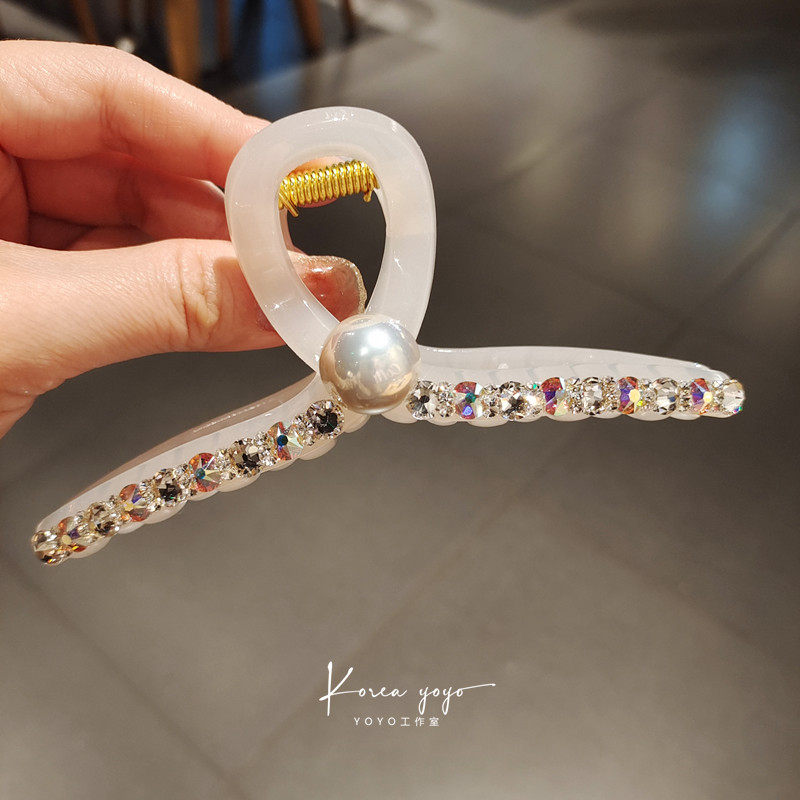 13厘米树脂水晶镶钻抓夹鲨鱼夹珍珠马尾夹子丸子头头饰女发夹,饰品/流行首饰/时尚饰品新,发饰,淘宝优惠券,粉丝福利购,淘宝优惠卷