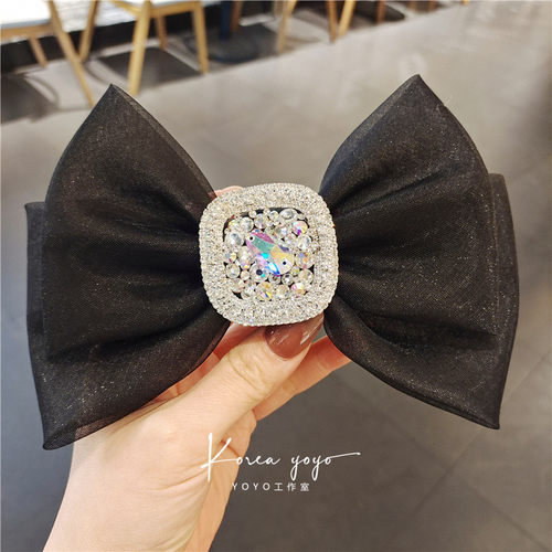 蝴蝶结韩国水晶纱镶钻顶夹发饰