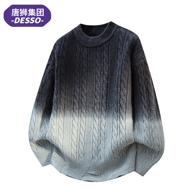 唐狮集团Desso毛衣男士秋冬季轻奢提花加厚保暖针织衫高级外套