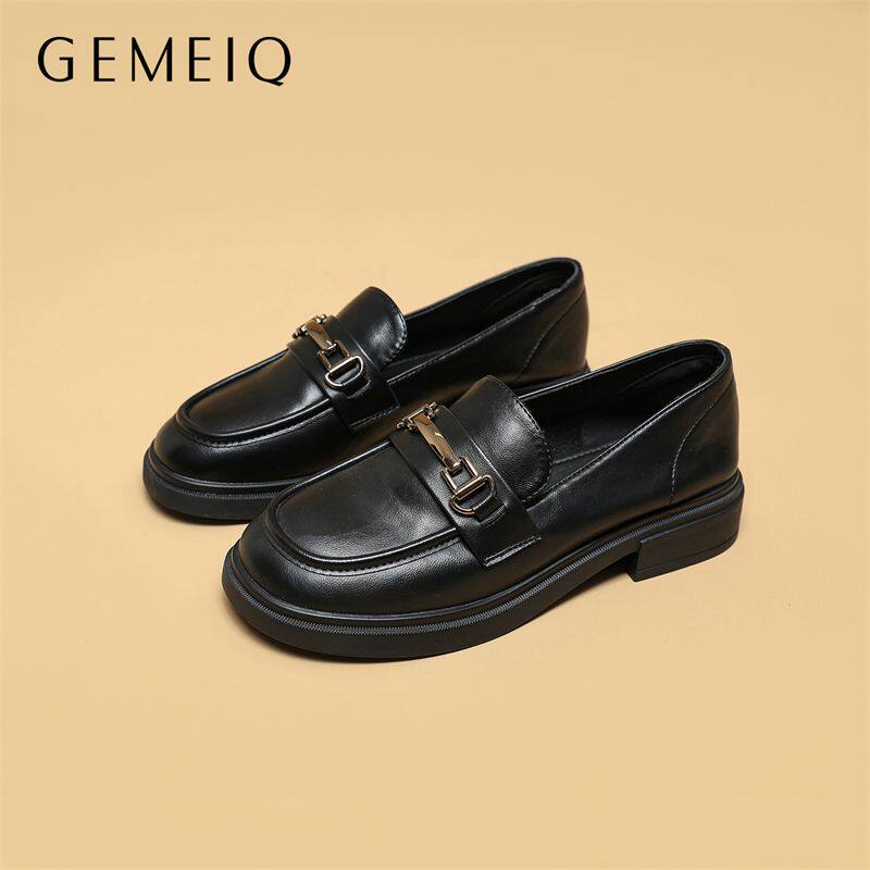 戈美其英伦乐福鞋女春季时尚脚蹬单鞋百搭增高软底皮鞋舒适百搭