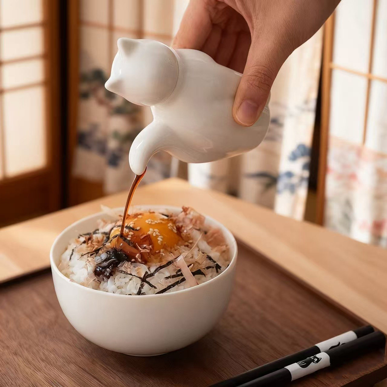 可爱猫咪陶瓷调料罐套装创意家用厨房味精盐罐调味罐辣汁醋瓶
