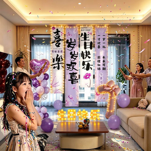 生日布置场景装饰儿童挂布