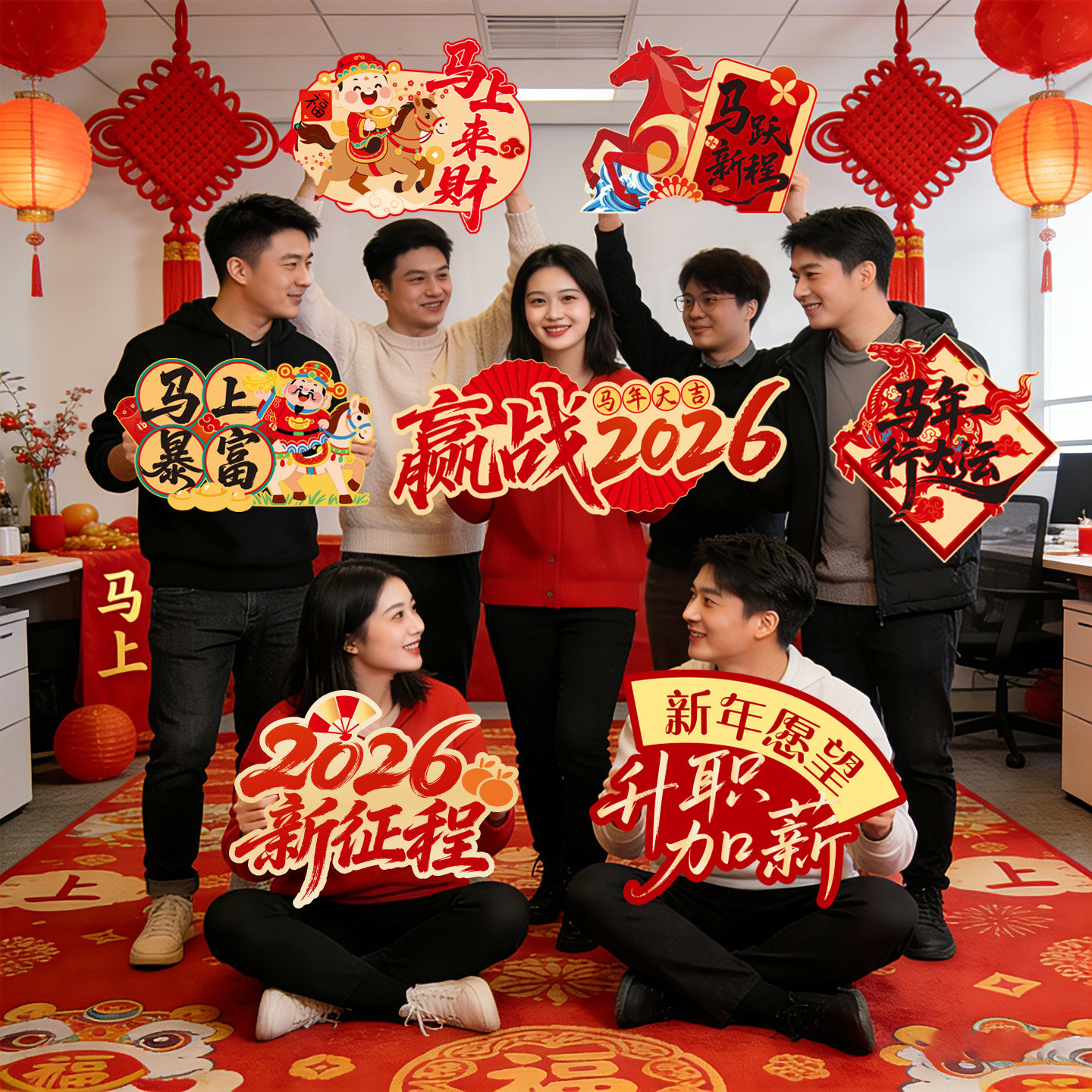 2026迎新马年会手持举牌横幅装饰品拍照道具氛围场景布置公司春节,节庆用品/礼品,挂饰/生肖挂饰,淘宝优惠券,粉丝福利购,淘宝优惠卷