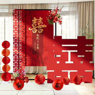 订婚宴女方家里布置装饰吾家有喜立牌出阁门口高级背景迎宾牌kt板