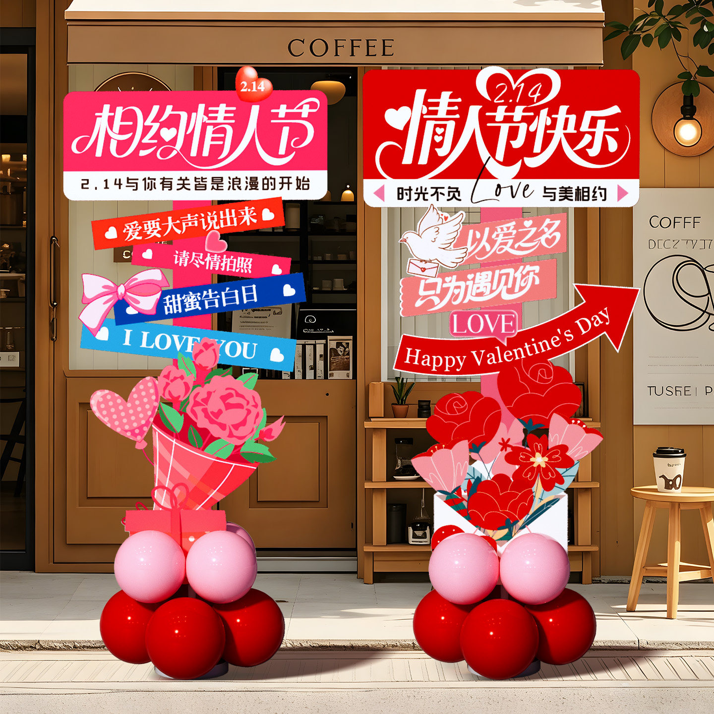 情人节浪漫氛围布置装饰气球立柱路引牌kt板商场店铺场景打卡拍照,节庆用品/礼品,气球,淘宝优惠券,粉丝福利购,淘宝优惠卷