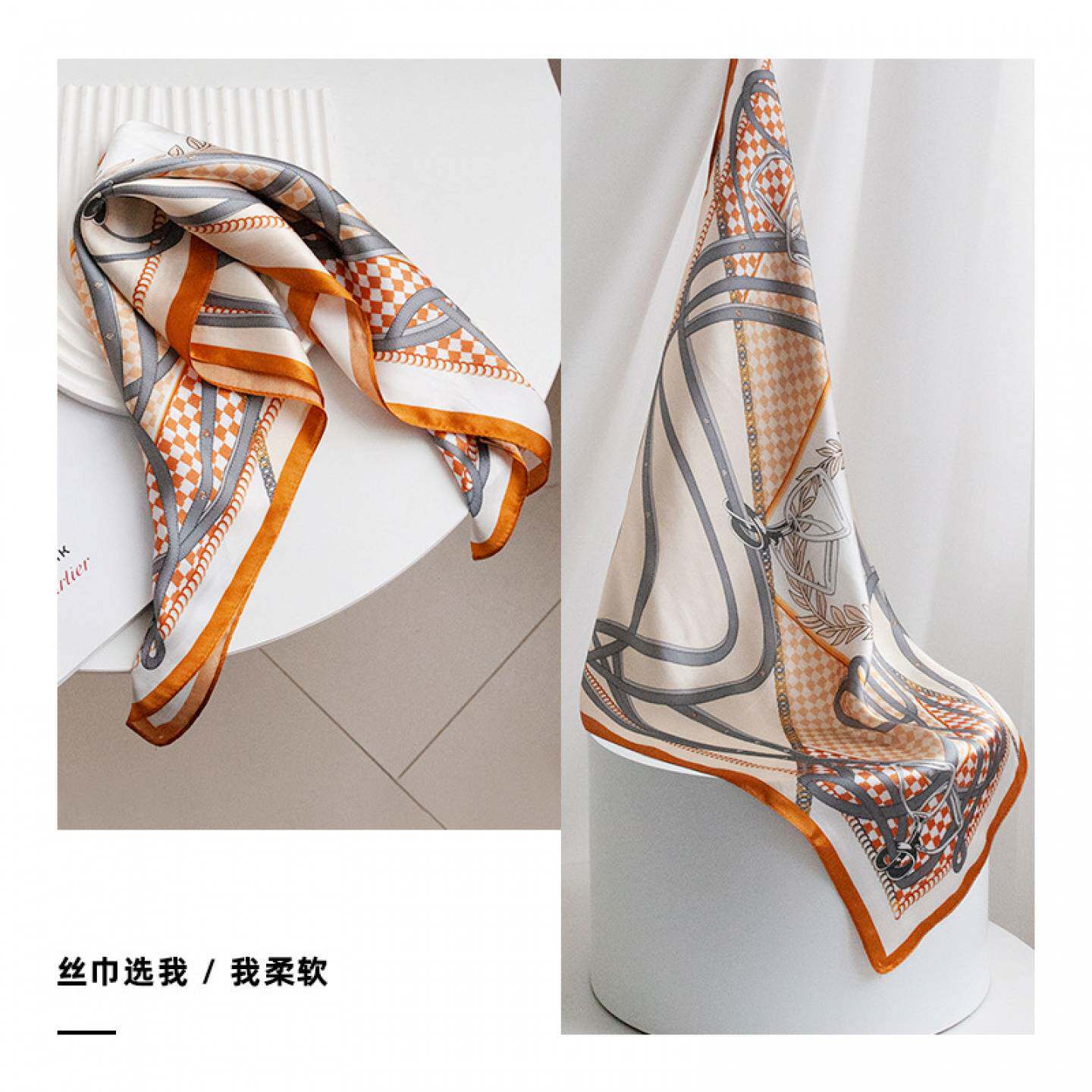 真丝桑蚕丝印花小方巾围脖头巾