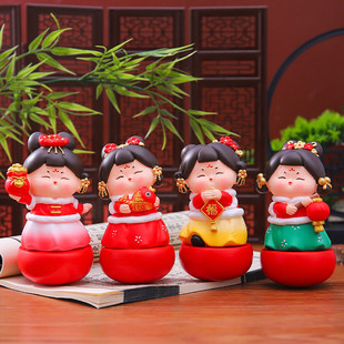 新春喜庆礼品国潮风张灯结彩唐仕女摆件电视柜古风美女装饰品