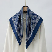 经典 链条巴洛克100%真丝丝巾女夏季 高品质斜纹桑蚕丝70中方巾围巾