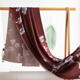 桑蚕丝真丝丝巾礼盒2025四季砖红色印花薄款围巾高级感女纱巾