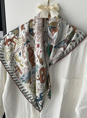 高品质18姆米真丝丝巾女秋冬季双面双色100%桑蚕丝88cm大方巾围巾