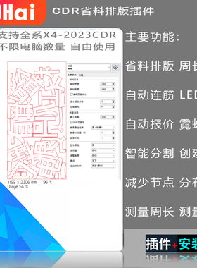 cdr自动排版X4-2023插件 Ecut7省料雕刻面积周长Ecut6LED排灯冲孔