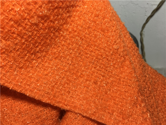 秋冬季粗纺橘黄色休闲风时装面料