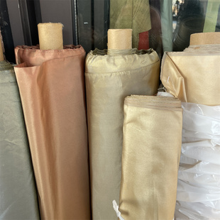 纯色平纹塔夫绸挺阔100真丝布料晚装礼服设计师面料手工卡其绿色