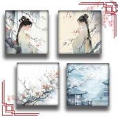 古风唯美少女颜值迷你便携可折叠化妆镜子少女学生宿舍随身补妆镜