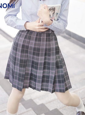 conomi日系羊毛学生百褶裙正版紫海星1011软妹JK格子制服半身裙女