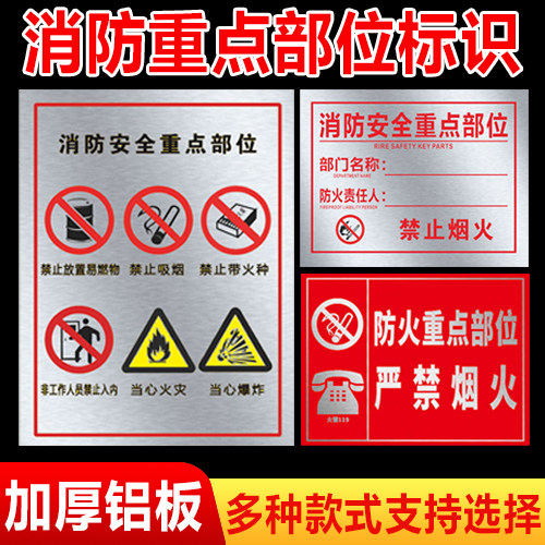 消防安全重点部位警示标识责任牌生产车间禁止吸烟放置易燃物带火种烟火严禁非工作人员入内当心火灾爆炸标志