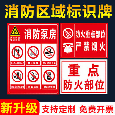 消防重点防火区域部位安全标警示识牌泵房配电室严禁烟火生产车间禁止吸烟放置易燃物品堆放当心火灾标示标志